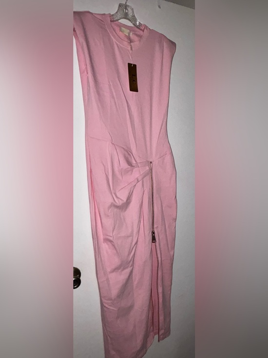 Dresses & Skirts - Pink Midi Dress with Front Zipper